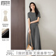 對(duì)白簡(jiǎn)約休閑連衣裙套裝女2025新款短袖T恤半身裙夏裝搭配一整套 巖石灰 XL