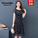 奧絲婕（Aosijie）高端品牌雪紡連衣裙女2025夏季新款氣質(zhì)收腰減齡顯瘦媽媽碎花長裙 黑碎花 2XL 【115-125斤】