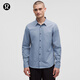 lululemon丨New Venture 男士修身剪裁長(cháng)袖襯衫 LM3FJXS 水洗牛仔藍雜色恣意藍格紋 L