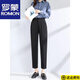 羅蒙（ROMON）藏青色職業(yè)春夏西裝褲女春夏新款高腰直筒小個子九分煙管小腳西褲 黑色-八分 L 【建議110-123斤左右】