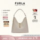 芙拉（FURLA）【七夕禮物】GOCCIA牛皮中號(hào)女士手提單肩包腋下包HOBO包流浪包 白色