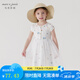MARC&JANIE馬克珍妮兒童夏裝女童印花網(wǎng)紗針織連衣裙嬰兒禮服裙子230865 淺米黃 100