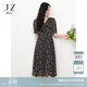玖姿植物系清新碎花收腰連衣裙女2025夏季新款JTFX50014 花黑 XL