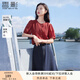 香影紅色襯衫女短袖2025夏裝新款萊賽爾天絲襯衣洋氣圓領(lǐng)法式上衣 紅色 S 155/80A/85-95斤