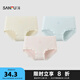 三?！緡鴺薃類-7A抗菌】中腰內(nèi)褲女無痕原紗線抗菌純棉襠三角褲488651 組合1-藍色+黃色+粉色 3條 L