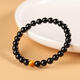 MKFK天然黑曜石手串男女士單圈虎眼石手鏈本命年蛇年情侶手鏈生日禮物 精品烏金黑曜石加虎眼石手串6mm