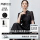 尚都比拉新中式蕾絲連衣裙女2025夏季國風(fēng)女裝氣質(zhì)顯瘦拼接裙子 黑色 L