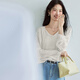 伊芙麗（eifini）朱珠代言女裝度假風(fēng)鏤空V領(lǐng)針織開(kāi)衫毛衫外套2025夏裝新款 米白 開(kāi)衫 S 80-105斤