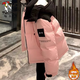 啄木鳥(niǎo)短款連帽派克棉服女2025冬季新款工裝休閑小個(gè)子加絨加厚棉衣外套 粉色 L(建議100斤-115斤)