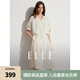 ELLE法式線條感假兩件襯衫式連衣裙女2025春季新款中長款氣質(zhì)裙子 米白 M