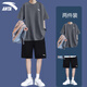 安踏（ANTA）速干冰絲運動(dòng)套裝男夏季新款男士t恤短袖短褲青少年男裝跑步衣服 男裝灰套裝（速干-斜插口袋） L/175(120-140斤）