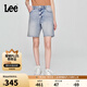 Lee25春夏新品舒適版五袋款設(shè)計淺藍(lán)色女百慕大牛仔短褲 淺藍(lán)色 29 