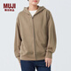 無(wú)印良品 MUJI 女式 毛圈 拉鏈連帽衫 女長(zhǎng)袖外套春秋款 BBQ91C4S 淺灰棕色 M 160/84A
