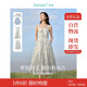 茵曼（INMAN）法式暈染女裝V領(lǐng)吊帶連衣裙2025夏季新品裙子 白底藍(lán)花 S