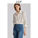 LILY2025冬新款女裝含羊毛法式刺繡磨毛暖感休閑通勤白色襯衫外套 603本白 S