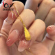 慶怡黃金拉絲水滴項(xiàng)鏈女 新款999足金復(fù)古水滴心形吊墜鎖骨套鏈送女友 附送鑒定證書/刻字