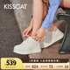 KISSCAT秦嵐美洋同款接吻貓24春新餅干德訓(xùn)鞋厚底阿甘小白鞋KA54172-50 【厚乳酪餅干】白色 35