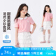 左西童裝女童夏裝套裝短袖T恤半身裙2025新款兒童夏季兩件套 粉色 160