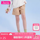 笛莎（DEESHA）女童2023夏休閑寬松甜美可愛斜紋花苞短褲B3232A003 淺卡其色 160