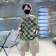 哈羅小黃鴨（G.DUCKKIDS）男童短袖t恤棉夏季體恤2025新款潮童裝兒童中大童男孩上衣夏裝 綠色【LBXW9558三角形方塊T恤】 110 cm