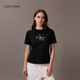 Calvin KleinJeans25夏季女士休閑通勤ck字母印花純棉針織短袖T恤47B864G UB1-太空黑 M