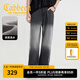卡賓（CABBEEN）【漸變洗水】男裝寬松牛仔褲春夏天絲直筒休閑長(cháng)褲 煤黑色01（寬松版型） L /175/50