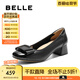 百麗（Belle）舒適優(yōu)雅單鞋女2025春新真皮蝴蝶結(jié)方跟鞋D3S1DAQ5 黑色-寬版 37 (235mm)