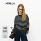 MO&Co.長(zhǎng)袖T恤2025春新品條紋透氣長(zhǎng)絨精紡落肩袖短款MBE1TEET14 黑白條色 L 170