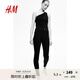 H&M女裝牛仔褲秋季時(shí)尚加高腰及踝修身打底長褲1152457 黑色 L 170/88