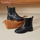 金利來(lái)（Goldlion）女靴秋冬切爾西靴布洛克雕花通勤單靴復古短靴女G608540155黑色37