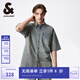 杰克·瓊斯（JACK&JONES）夏季新款百搭寬松翻領潮流舒適百搭中藍牛仔襯衫短袖225259006裝 E39中藍牛仔 M