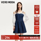 VEROMODA連衣裙女2025新款牛仔雪紡拼接修身A字裙子3252005 中特深牛仔藍色 M