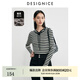 迪賽尼斯（DESIGNICE）2024年冬季新款正肩修身羊毛長袖連帽條紋毛衣女 條紋 XL
