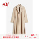 H&M女裝毛呢外套秋冬舒適時(shí)尚氣質(zhì)腰部系帶大衣1170372 淺米色 160/88