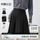 尚都比拉職場通勤a字百褶短裙高級百搭顯瘦小個(gè)子半身裙女 黑色 XL
