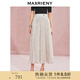 MAXRIENY【雅貴日常-商場同款】復(fù)古優(yōu)雅感壓褶高腰半身傘裙 黑白波點(diǎn) M 02/36
