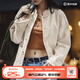 馬登女裝 美式棉籽殼牛仔外套休閑寬松設(shè)計(jì)感小眾純棉丹寧夾克秋季 米白色 馬登工裝 M