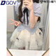 DGOV韓系甜美減齡小清新撞色POO領(lǐng)襯衣高腰設(shè)計感蓬蓬裙套裝裙夏季女 襯衣+短裙【送蝴蝶結(jié)】 M 推薦95-105斤
