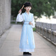 安妮優(yōu)兒男童漢服國學(xué)服兒童演出少爺服夏季中國風(fēng)男孩唐裝夏款 藍(lán)色  150