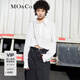 MO&Co.夏季LOGO刺繡解構(gòu)不規(guī)則短款襯衣MBB2TOPT02moco 本白色 M 165