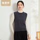 恒源祥圓領(lǐng)無(wú)袖羊毛衫女秋季新款純色套頭背心時(shí)尚針織馬甲內搭上衣小衫 地中灰 M /165/88A/M