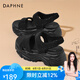 達芙妮（DAPHNE）涼鞋女露趾增高沙灘鞋外穿一字帶涼鞋2024夏季新款時(shí)尚百搭 黑色 37 (235mm)