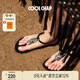 COOLCHAP25新款涼鞋女軟底海邊沙灘涼鞋夾趾平跟時(shí)裝羅馬度假鞋 秘境黑（新版） 正碼正拍 39