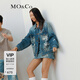 MO&Co.夾克外套夏航海個(gè)性趣味涂鴉倒繭廓形翻領(lǐng)牛仔下擺調(diào)節(jié)摩安珂 牛仔藍(lán)色 S 160