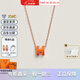 愛(ài)馬仕（HERMES）項鏈女Mini Pop H琺瑯吊墜女士玫瑰金鏈條鎖骨鏈送女友教師節送禮 橙色玫瑰金H147992FO02