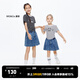little MO&Co.童裝夏裝女童網(wǎng)球風(fēng)運(yùn)動透氣A字牛仔裙褲短褲兒童褲子 牛仔藍(lán)色 140 140/58