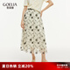 歌莉婭繡花半身裙女夏2025新款高腰網(wǎng)紗半截裙優(yōu)雅裙子1E5R2B120 61X杏底繡花 XS