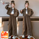 奧特曼童裝女童套裝春秋新款洋氣兒童衣服女孩時(shí)髦開(kāi)衫上衣工裝褲兩件套 軍咖 120 建議110-120cm6-7歲