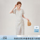范思藍(lán)恩夏季V領(lǐng)雪紡波點(diǎn)連衣裙女2024夏裝裙擺抽褶A字裙泡泡袖新品連衣裙 黑白波點(diǎn) L