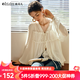 Olrain歐芮兒2025夏季新款氣質(zhì)V領(lǐng)綁帶設(shè)計(jì)飄逸靈動(dòng)仙氣雪紡衫 米杏色 M